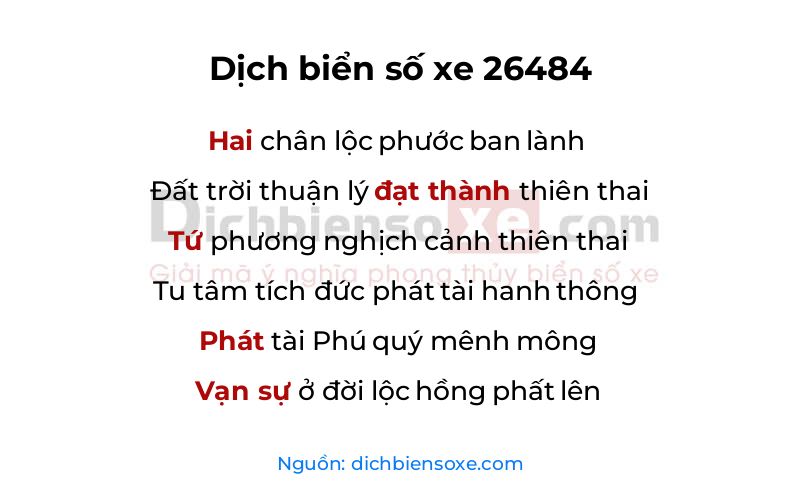 Dịch thơ biển số 26484