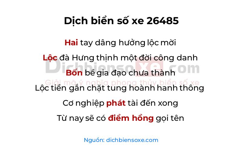 Dịch thơ biển số 26485