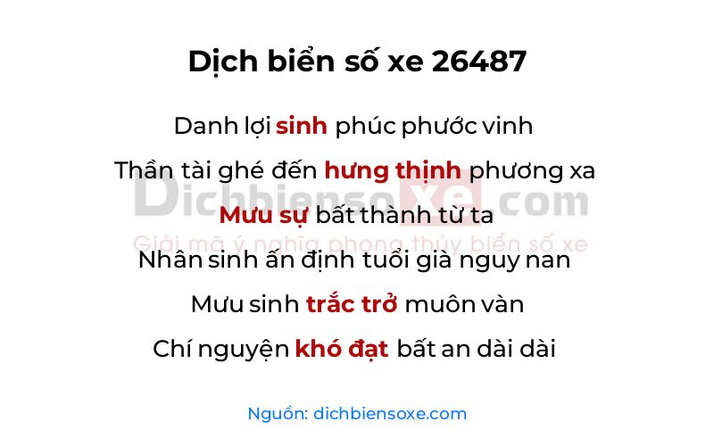 Dịch thơ biển số 26487