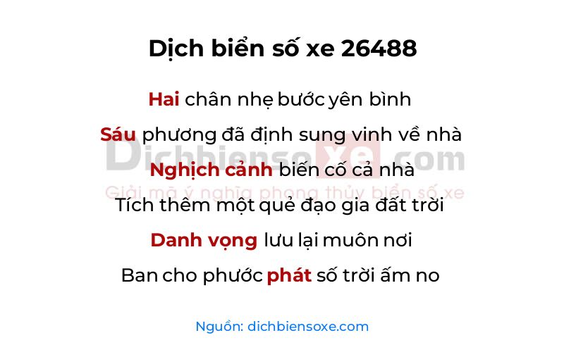 Dịch thơ biển số 26488
