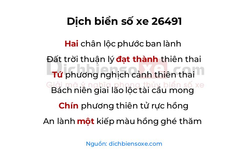 Dịch thơ biển số 26491