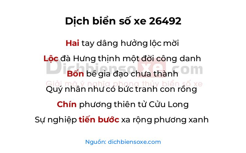 Dịch thơ biển số 26492