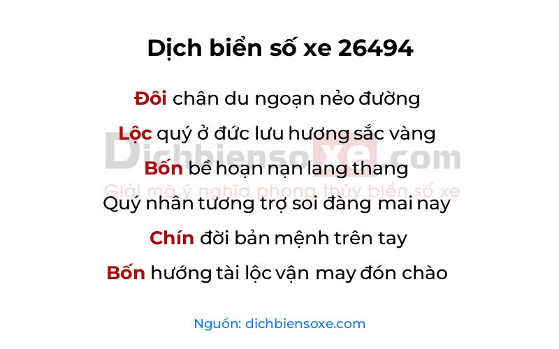 Dịch thơ biển số 26494