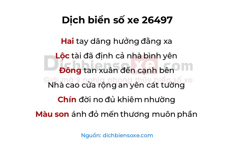 Dịch thơ biển số 26497