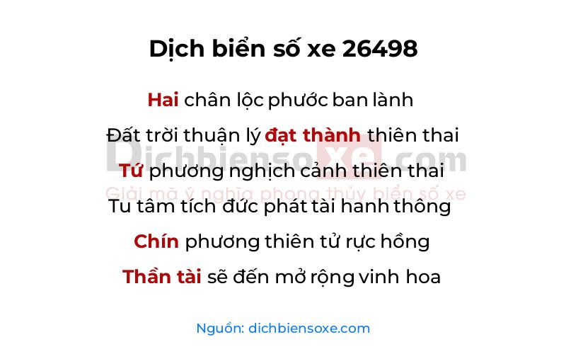 Dịch thơ biển số 26498