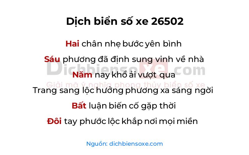 Dịch thơ biển số 26502