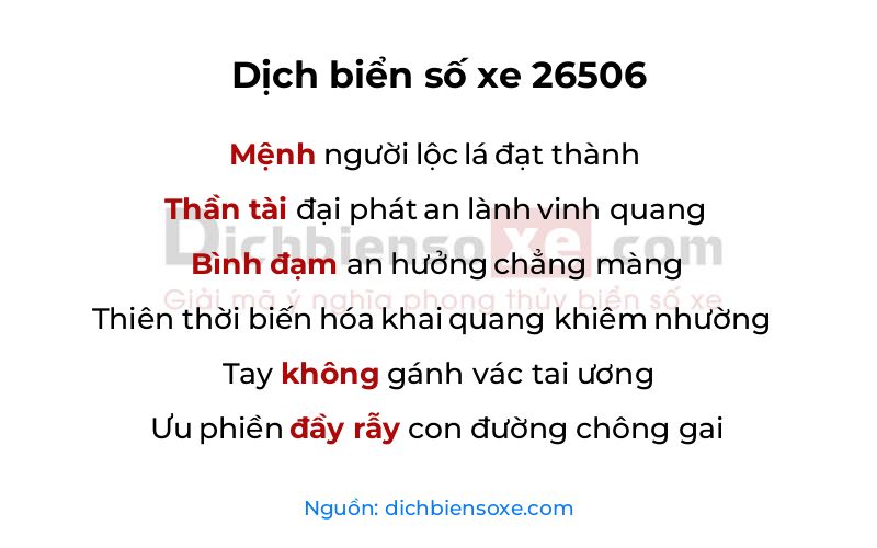 Dịch thơ biển số 26506