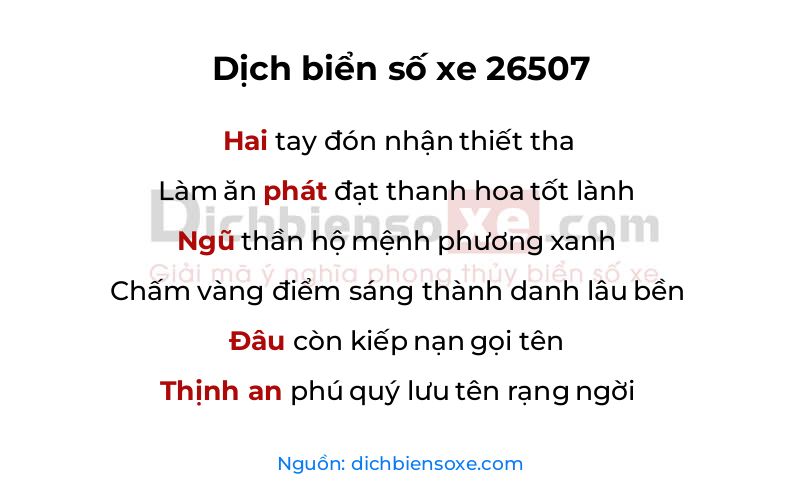 Dịch thơ biển số 26507