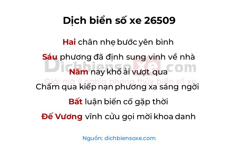 Dịch thơ biển số 26509