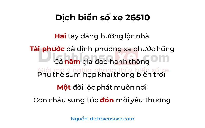 Dịch thơ biển số 26510