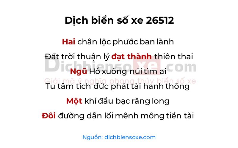 Dịch thơ biển số 26512