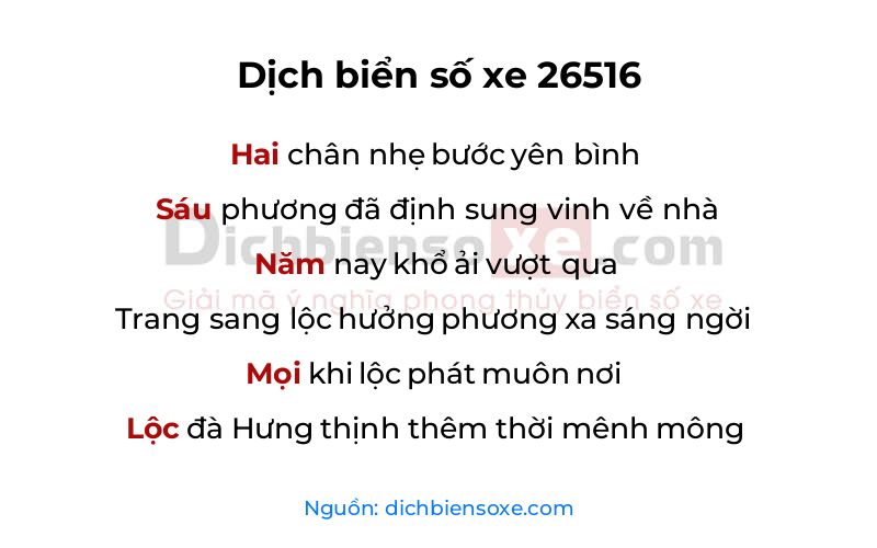 Dịch thơ biển số 26516