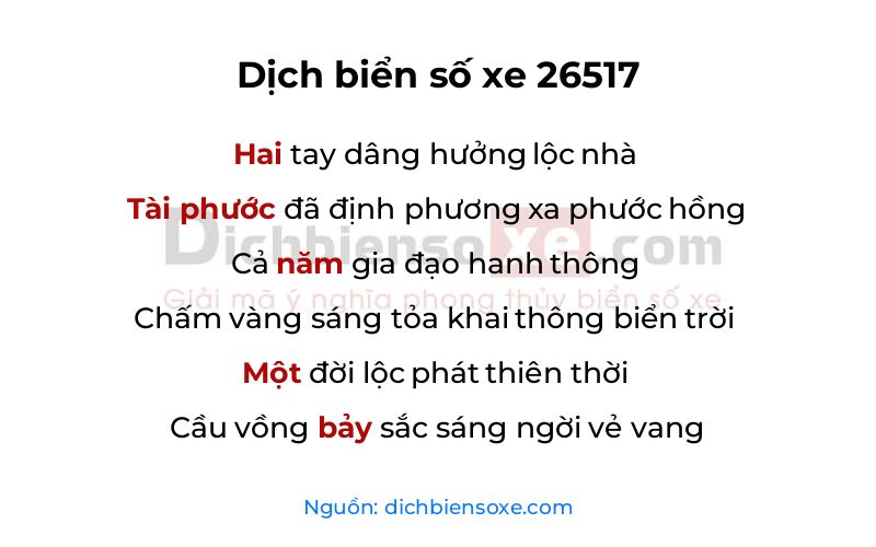 Dịch thơ biển số 26517