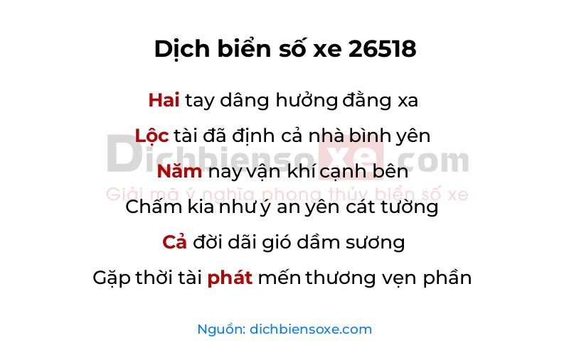 Dịch thơ biển số 26518