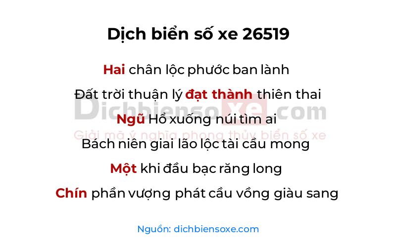 Dịch thơ biển số 26519