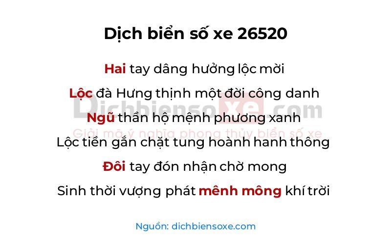 Dịch thơ biển số 26520