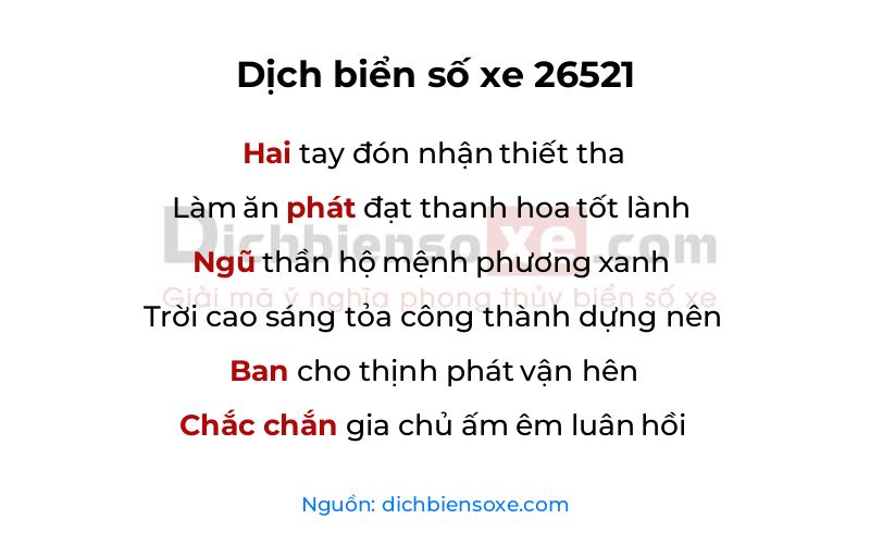 Dịch thơ biển số 26521