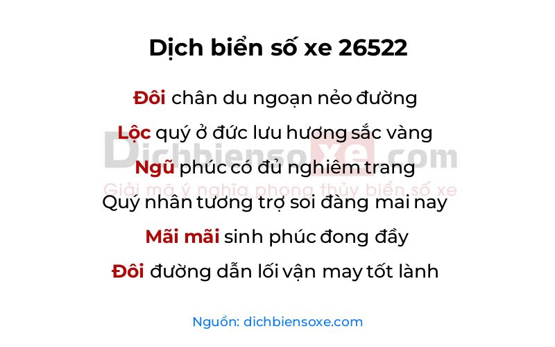 Dịch thơ biển số 26522