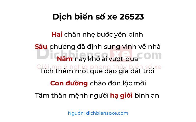 Dịch thơ biển số 26523