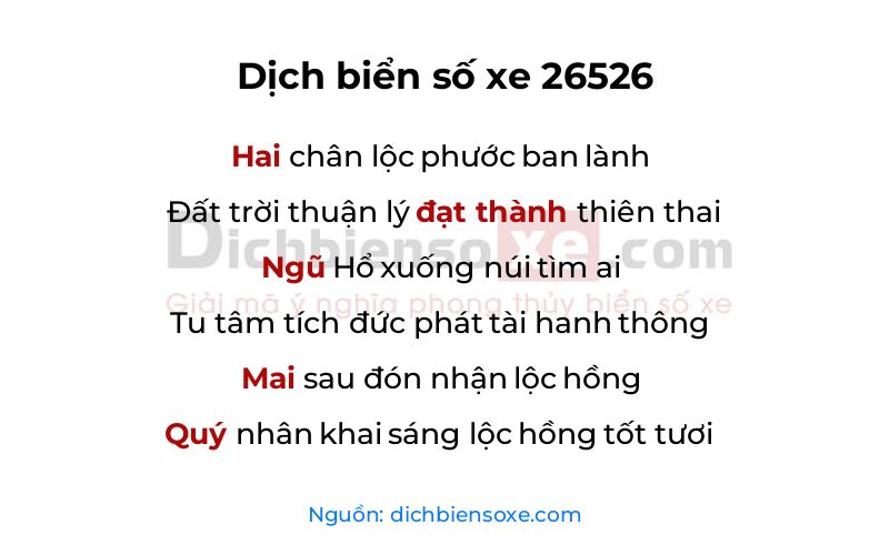Dịch thơ biển số 26526