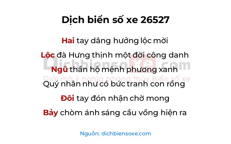 Dịch thơ biển số 26527