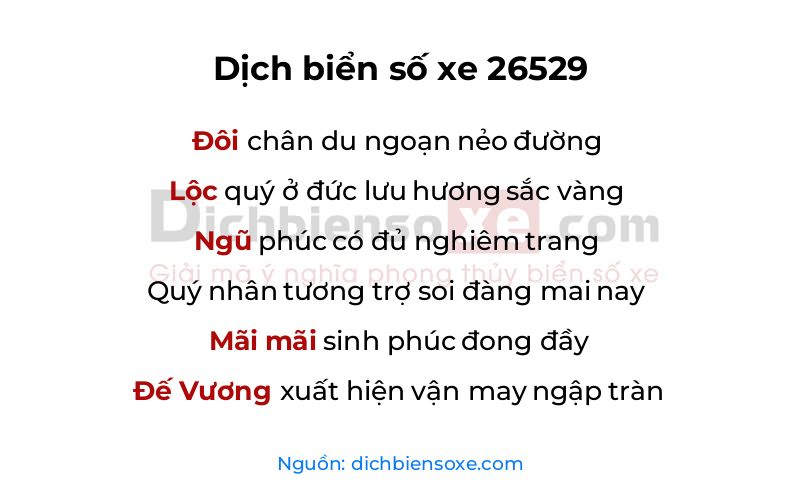 Dịch thơ biển số 26529