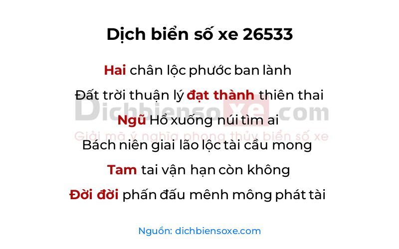 Dịch thơ biển số 26533