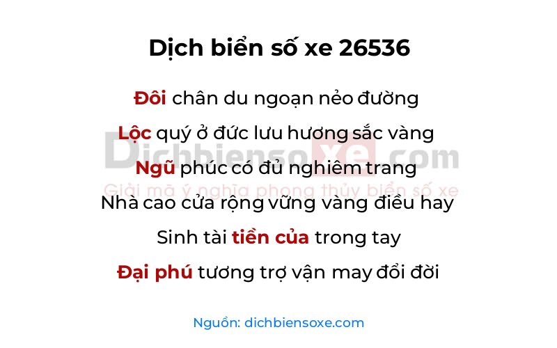 Dịch thơ biển số 26536
