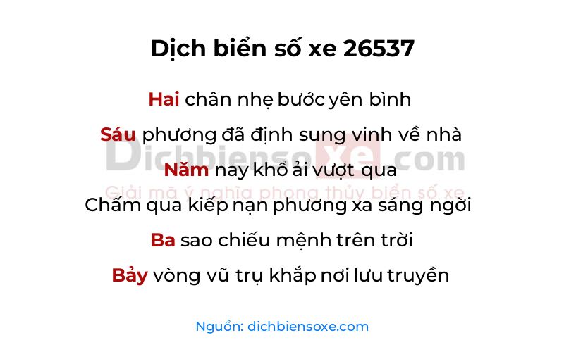 Dịch thơ biển số 26537