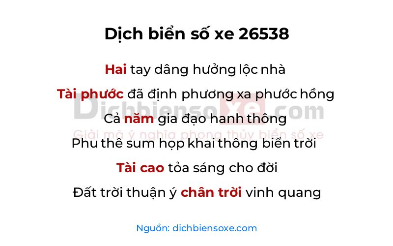 Dịch thơ biển số 26538