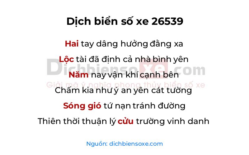 Dịch thơ biển số 26539