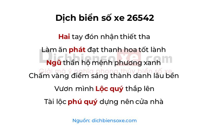 Dịch thơ biển số 26542