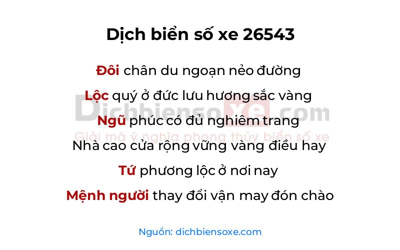 Dịch thơ biển số 26543
