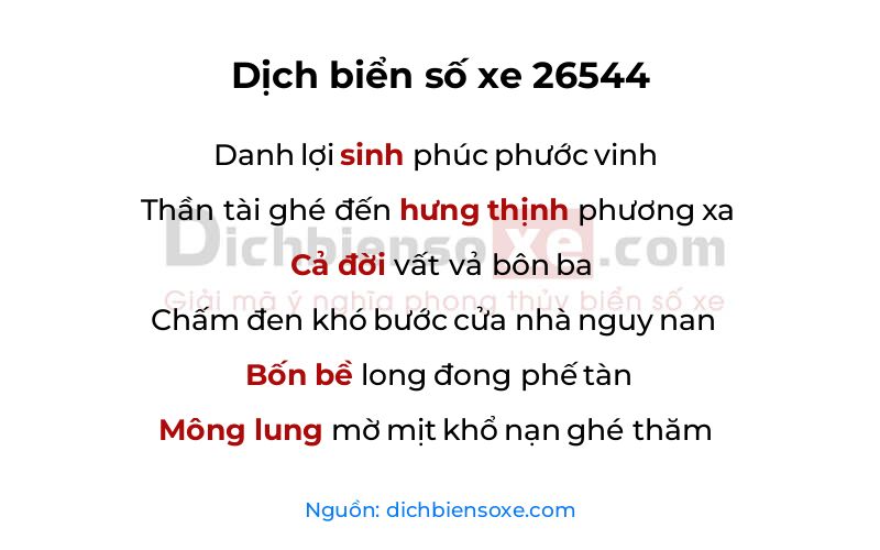 Dịch thơ biển số 26544
