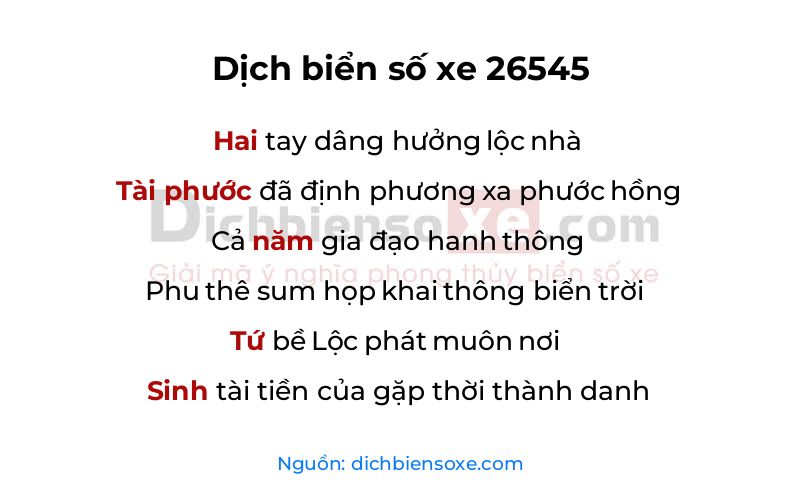 Dịch thơ biển số 26545