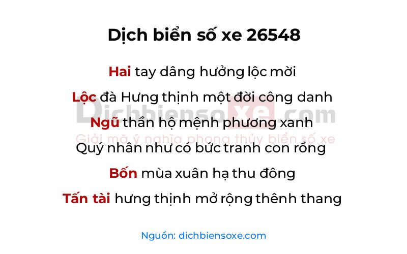 Dịch thơ biển số 26548