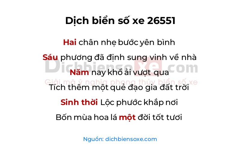 Dịch thơ biển số 26551