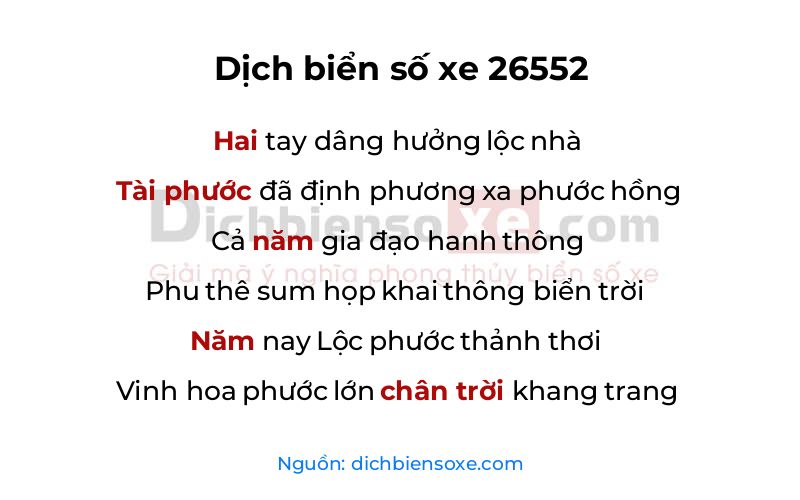 Dịch thơ biển số 26552