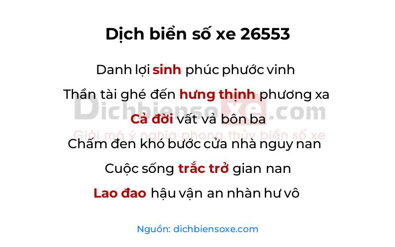 Dịch thơ biển số 26553
