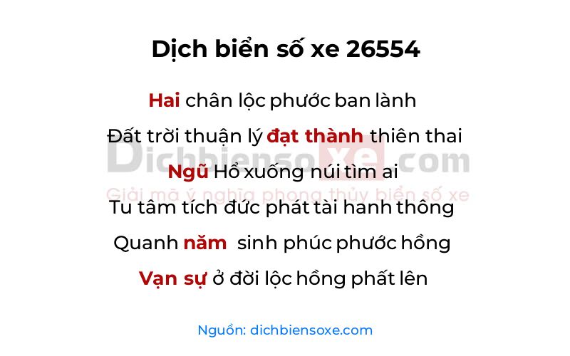 Dịch thơ biển số 26554