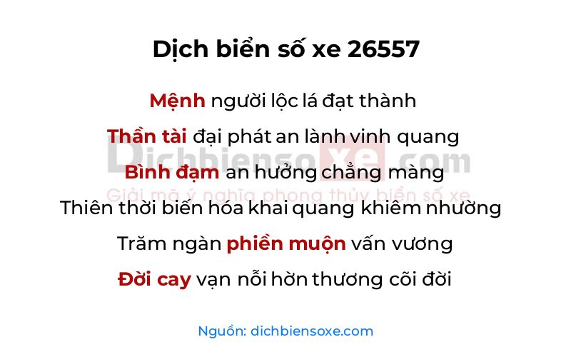 Dịch thơ biển số 26557