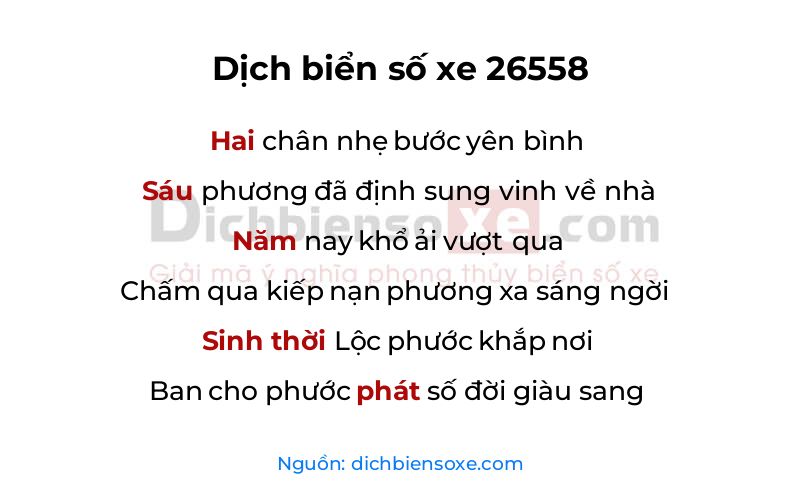 Dịch thơ biển số 26558