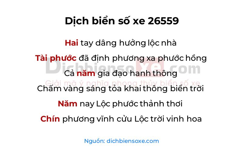 Dịch thơ biển số 26559