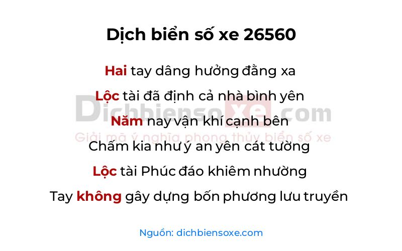 Dịch thơ biển số 26560