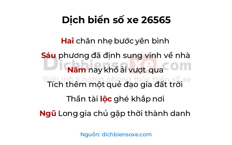 Dịch thơ biển số 26565