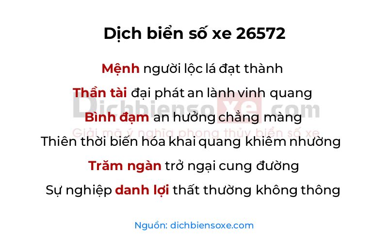 Dịch thơ biển số 26572