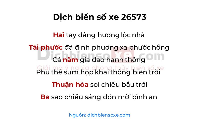 Dịch thơ biển số 26573