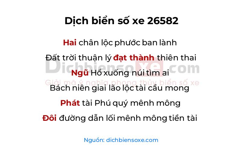 Dịch thơ biển số 26582