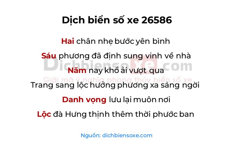 Dịch thơ biển số 26586