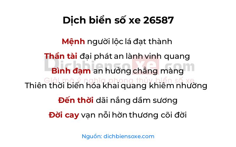 Dịch thơ biển số 26587